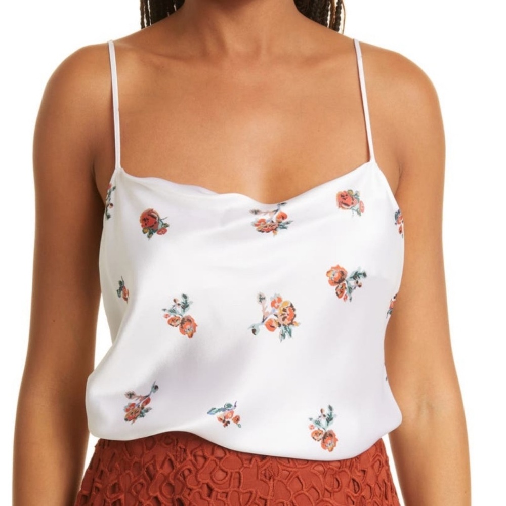 Vince White Floral Silk Camisole Top